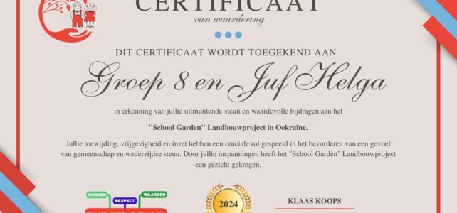 School Garden project levert € 3.000,00 Certificaat SRK